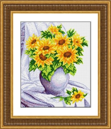 Набір для малювання камінцями (холст) "Соняшники в вазі" LasKo