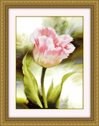 Набір для малювання камінцями 5D (часткова викладка на холсті) "Рожева квітка" LasKo