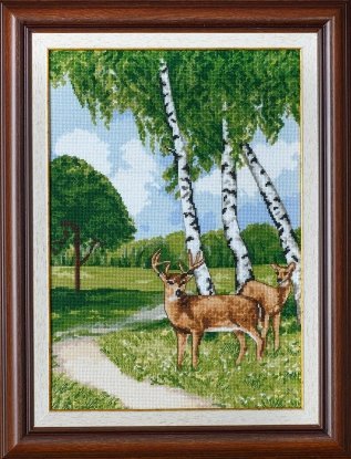 Набір для вишивання "Берези та олені (Birches and reindeer)" EXPRESSIONS