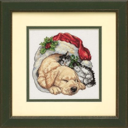 Набор для вышивания крестом "Домашние животные рождественским утром//Christmas Morning Pets" DIMENSIONS 08826
