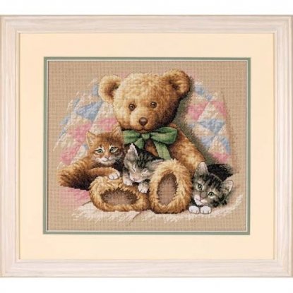 Набір для вишивання хрестиком "Тедді та кошенята//Teddy & Kittens" DIMENSIONS 35236