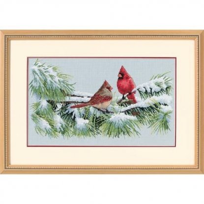 Набор для вышивания крестом "Зимние кардиналы//Winter Cardinals" DIMENSIONS 35178