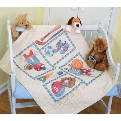 Набор для вышивания крестом "Детский спорт//Little Sports Quilt" DIMENSIONS 73255