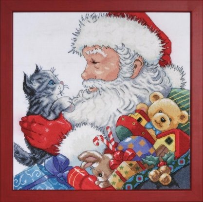 Набор для вышивания крестом "Santa With Kitten//Санта с котенком" Design Works