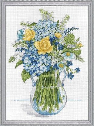 Набір для вишивання хрестиком "Blue & Yellow Floral//Голубі та жовті квіти" Design Works