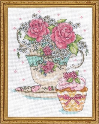 Набір для вишивання хрестиком "Teacup Roses//Троянди в чашці" Design Works
