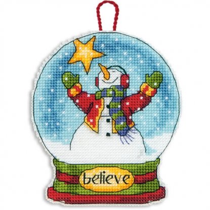Набір для вишивання хрестиком "Прикраса Снігова куля Віра //Believe Snow Globe Ornament" DIMENSIONS 70-08904