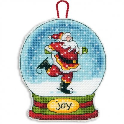 Набір для вишивання хрестиком "Прикраса Снігова куля Радість //Joy Snow Globe Ornament" DIMENSIONS 70-08905