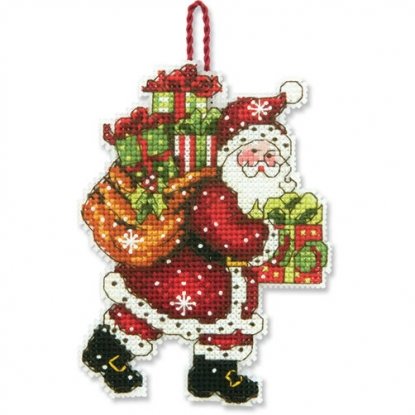 Набір для вишивання хрестиком "Прикраса Санта з мішком//Santa with Bag Ornament" DIMENSIONS 70-08912