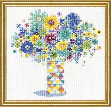 Набор для вышивания крестом "Blue Floral Quilt Vase//Ваза с цветами" Design Works