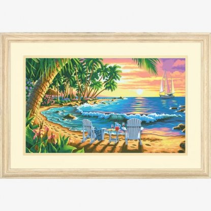 Набор для рисования красками по номерам "Пляж на закате//Sunset Beach" DIMENSIONS