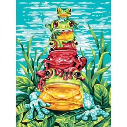 Набір для малювання фарбами по номерам "Жаби//Frog Pile-Up" DIMENSIONS