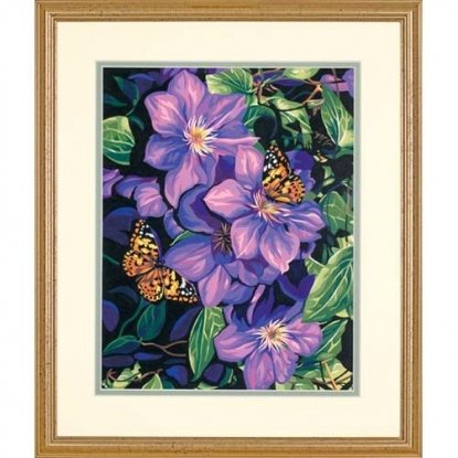 Набір для малювання фарбами по номерам "Клематиси і метелики//Clematis & Butterflies" DIMENSIONS