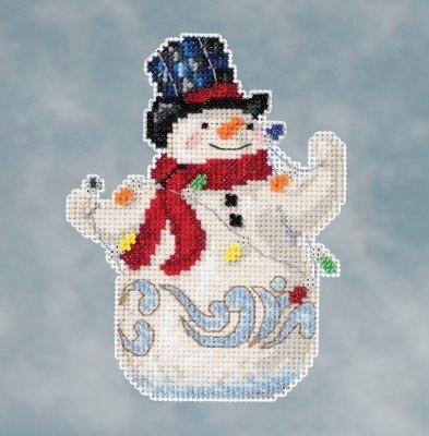 Набір для вишивання "Snowman with Lights//Сніговик з гірляндою" Mill Hill JS201611