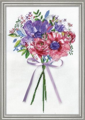 Набор для вышивания крестом "Flowers and Lace//Букет с ленточкой" Design Works