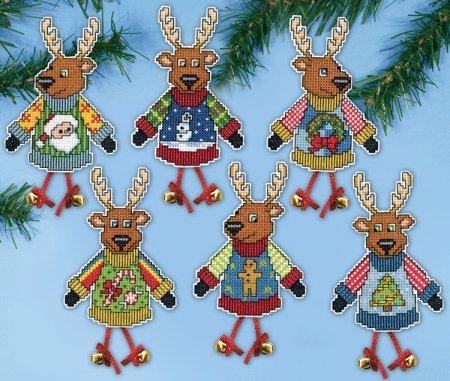 Набор для вышивания крестом "Ugly Sweater Reindeer//Олени в свитерах" Design Works