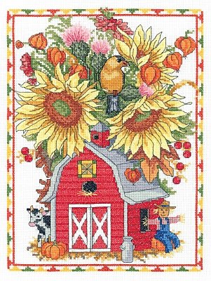 Набор для вышивания крестом "Barn Birdhouse Bouquet//Скворечник" Janlynn