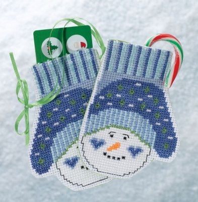 Набір для вишивання "Snowman Mittens//Рукавички Сніговик" Mill Hill MH191831