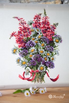 Набір для вишивання хрестиком "Букет польових квітів" Мережка