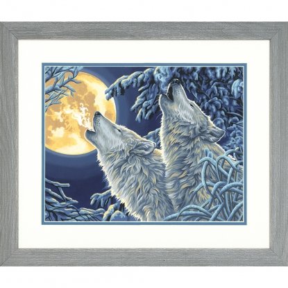 Набір для малювання фарбами по номерам "Вовки при місячному сяйві//Moonlight Wolves" DIMENSIONS