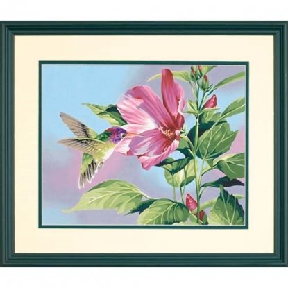 Набір для малювання фарбами по номерам "Колібри та гібіскус//Hibiscus Hummingbird" DIMENSIONS