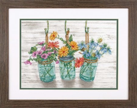 Набір для вишивання хрестиком "Квітучі банки//Flowering Jars" DIMENSIONS 70-35378