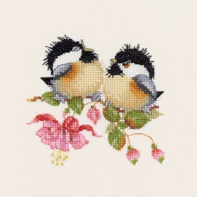Набор для вышивания крестом "Маленькие птички на фуксии//Fuchsia Chick-Chat" Heritage Crafts