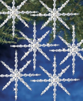 Набор бисероплетения "Crystal & Pearl Snowflake//Хрустальные и жемчужные снежинки" The Beadery