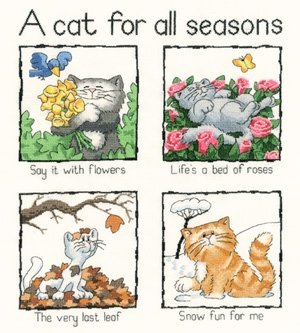 Схема для вышивания крестом "Коты всех сезонов//A Cat For All Seasons" Heritage Crafts