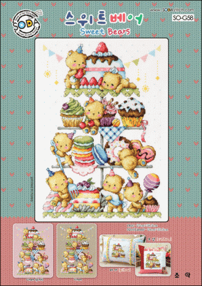 Набор для вышивания (AIDA 14) ''Sweet Bears//Сладкие мишки'' SODA Stitch