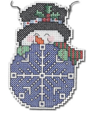 Набор для вышивания крестом "Peeking Snowman//Снеговик с шаром" Janlynn