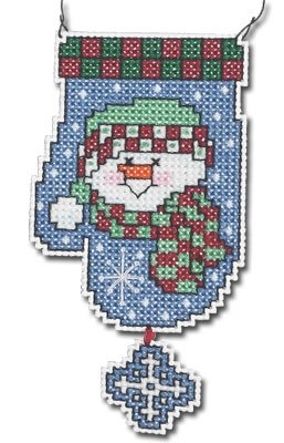 Набор для вышивания крестом "Snowman Mitten Wizzer//Снеговик рукавичка" Janlynn